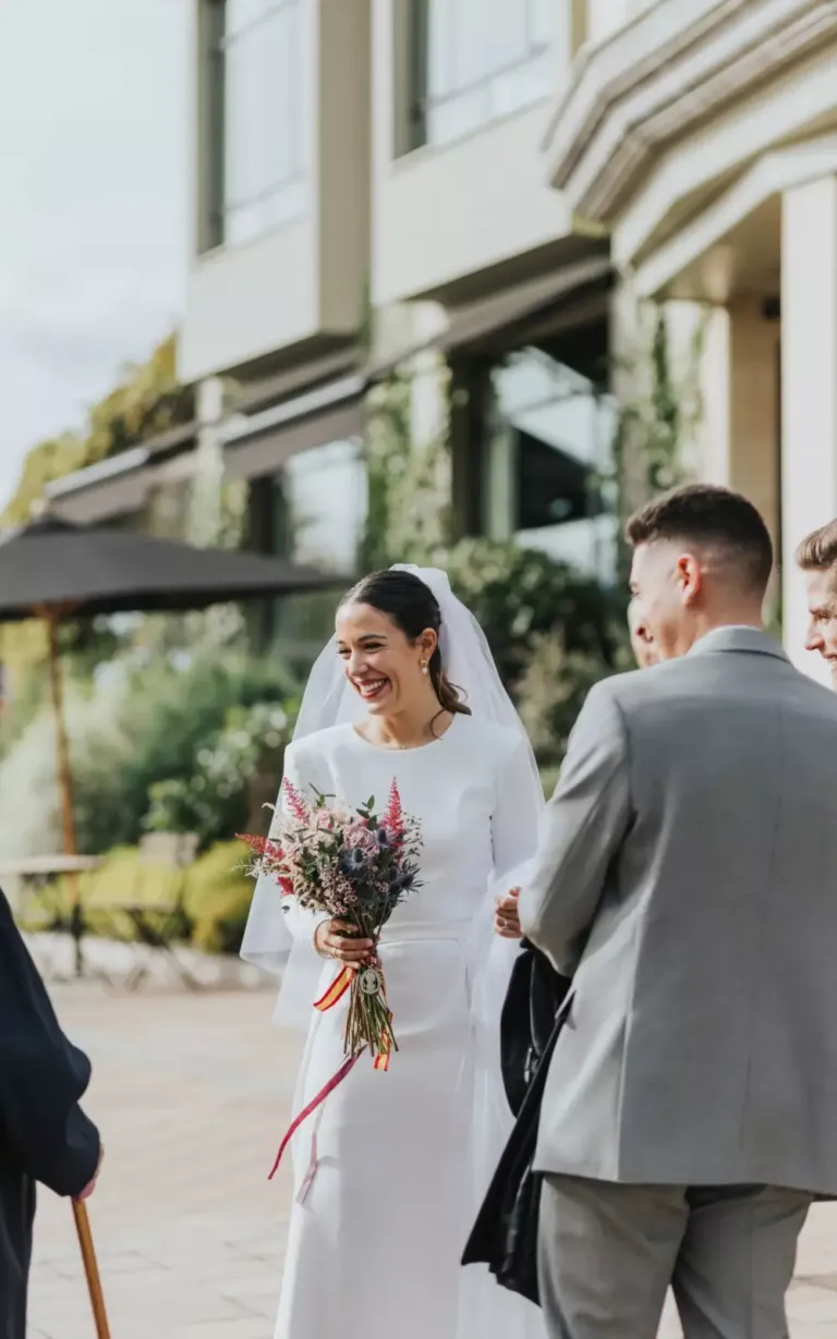 Pareja de novios sonriendo