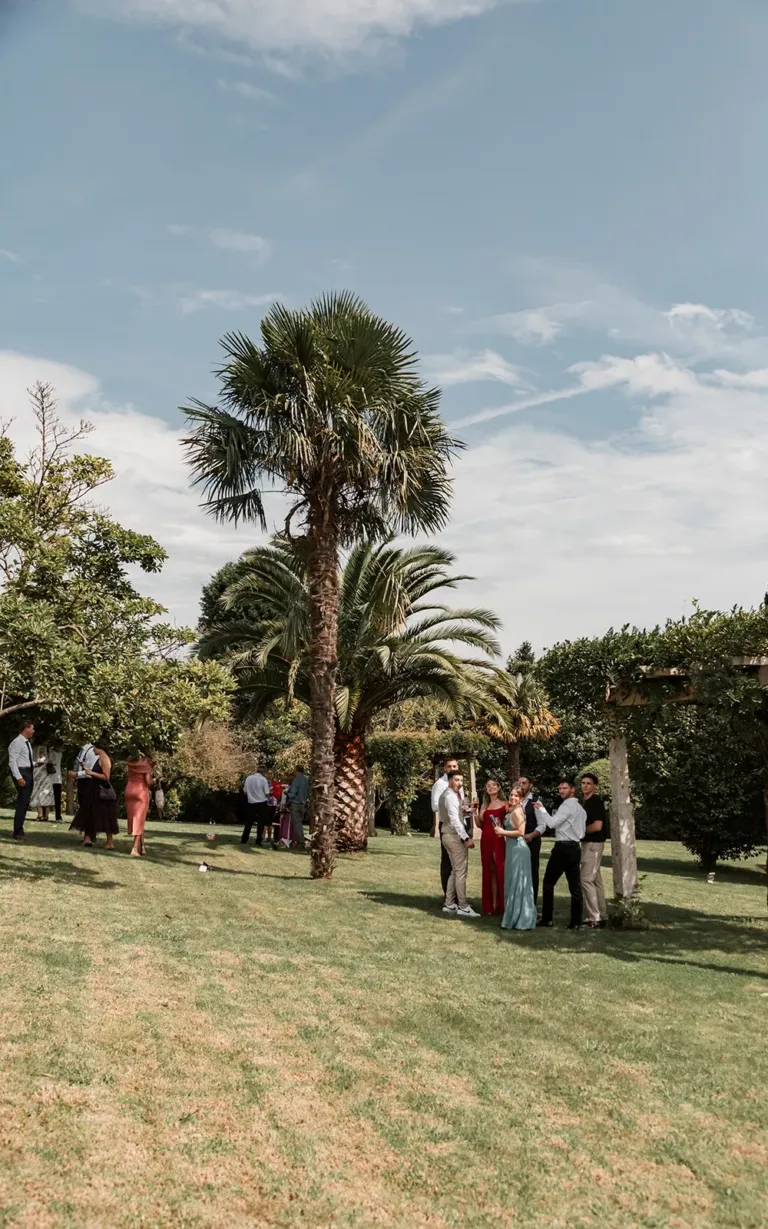 Invitados en el jardín